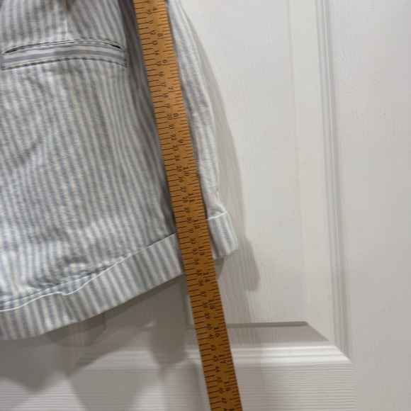 Anthropologie Sundry Striped Denim Shorts Blue White Front Pockets 26 Waist - Picture 5 of 9
